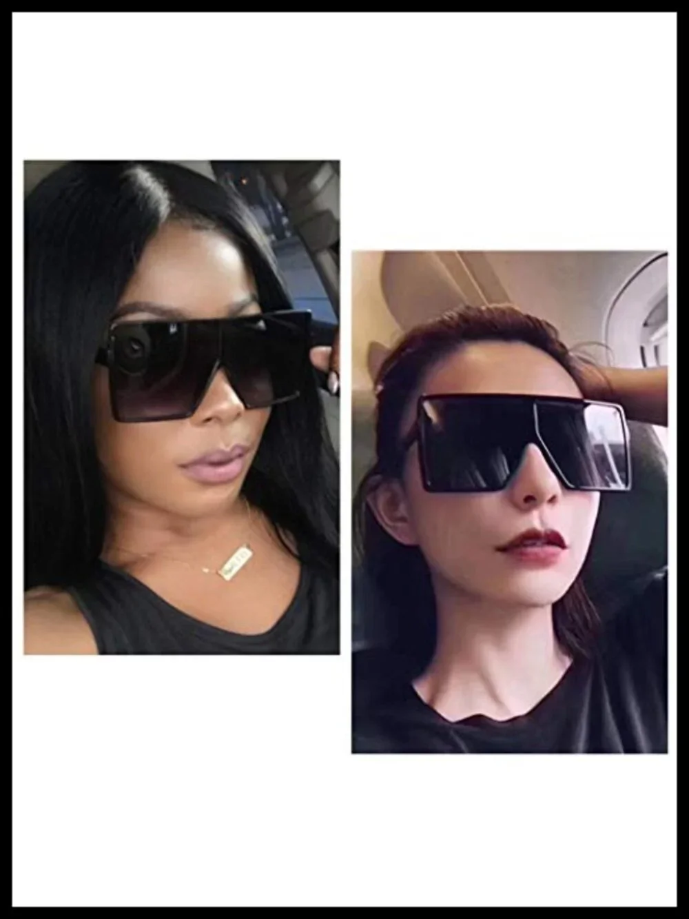 Oversized Square Sunglasses UV400 Protection Flat Top